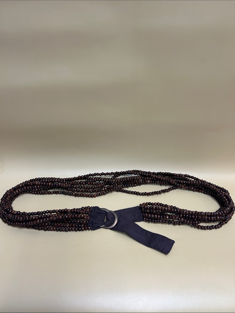 Multi-Strand Dark Brown Beaded Women’s Belt with D-Ring
